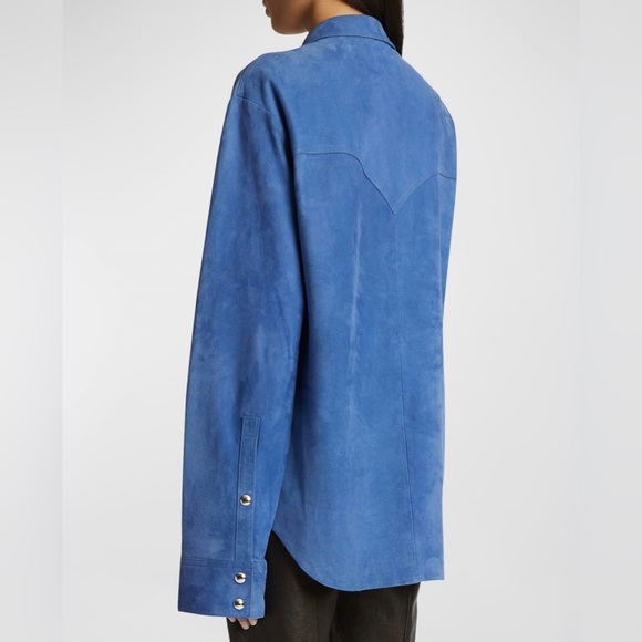 Khaite Jinn Suede Shirt, 6, Blue Iris - Picture 6 of 17
